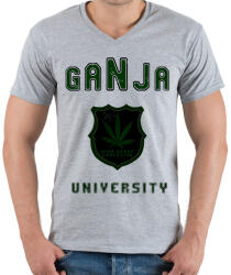 printfashion ganja university - Férfi V-nyakú póló - Sport szürke (1494016)