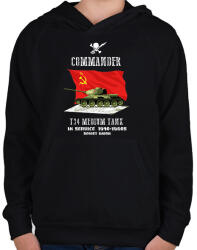 printfashion t34-commander - Gyerek kapucnis pulóver - Fekete (2672044)