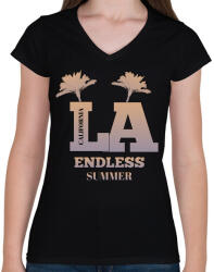 printfashion los angeles california - Női V-nyakú póló - Fekete (4392588)