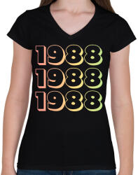 printfashion 1988 - Női V-nyakú póló - Fekete (12737575)