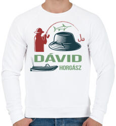 printfashion Horgász - Névvel - Férfi pulóver - Fehér (6285165)
