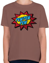 printfashion Pew Pew Pew - Gyerek póló - Mogyoróbarna (641303)