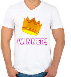 printfashion Fall Guys: Winner - Férfi V-nyakú póló - Fehér (2954401)