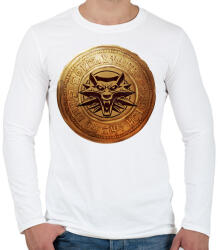 printfashion Witcher logó és pénzérme - Férfi hosszú ujjú póló - Fehér (2689527)