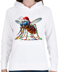 printfashion Vicces gonosz karácsonyi szúnyog - izzósorral - Női kapucnis pulóver - Fehér (15225817)