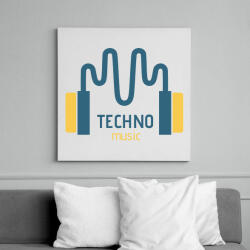 printfashion Techno music -Fülhallgató - Vászonkép - Fehér (6641267)
