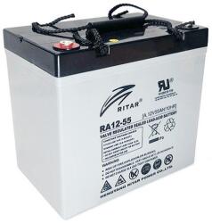 Ritar Оловна AGM Deep cycle батерия RITAR (DC12-55), 12V, 55Ah, 229 / 138 /211 mm F15/M6 / F11/M6 RITAR, За соларни системи (RITAR-DC12-55) - hits