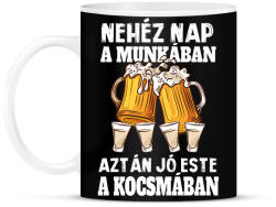 printfashion Nehéz nap, jó este - Bögre - Fekete (14835308)