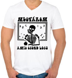 printfashion Megvárom - Csontváz - Férfi V-nyakú póló - Fehér (8590091)