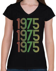 printfashion 1975 - Női V-nyakú póló - Fekete (4274498)