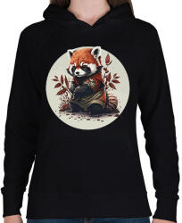 printfashion Vörös panda - Női kapucnis pulóver - Fekete (13326197)