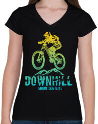 printfashion downhill - Női V-nyakú póló - Fekete (4106213)