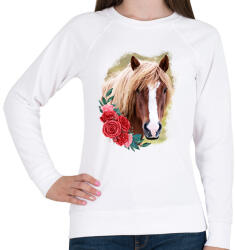 printfashion Ló virággal - Női pulóver - Fehér (13895866)