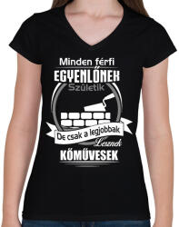 printfashion Legjobbak lesznek kőművesek - Női V-nyakú póló - Fekete (1972965)