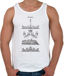 printfashion Budapest épületek - Férfi atléta - Fehér (7353150)