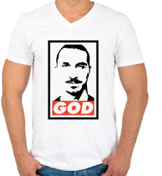 printfashion Zlatan God - Férfi V-nyakú póló - Fehér (1694593)
