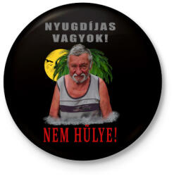 printfashion NYUGDÍJAS VAGYOK 2 - Kitűző, hűtőmágnes - Fekete (5217886)