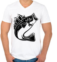 printfashion fish - Férfi V-nyakú póló - Fehér (5207771)