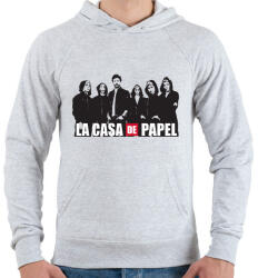 printfashion La casa de papel poster style - A nagy pénzrablás - Férfi kapucnis pulóver - Sport szürke (5621074)