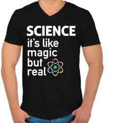 printfashion Science - Férfi V-nyakú póló - Fekete (2024053)