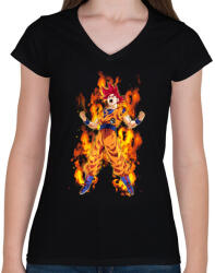 printfashion dragon ball - Női V-nyakú póló - Fekete (4623639)