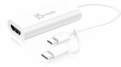 j5create Видео адаптер j5create JUA165C, Android USB USB-C/USB Micro-B мъжко - HDMI женско, Бял (J5-JUA165C)