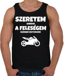 printfashion Szeretem, amikor a feleségem elenged motorozni 2 - Férfi atléta - Fekete (11494617)
