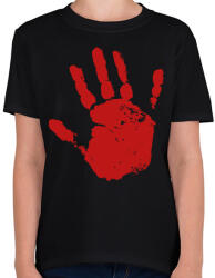 printfashion Véres kéz - Gyerek póló - Fekete (5537809)