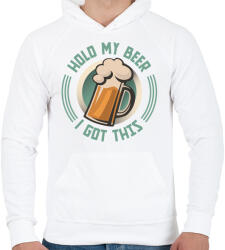 printfashion Hold my beer - Férfi kapucnis pulóver - Fehér (640115)