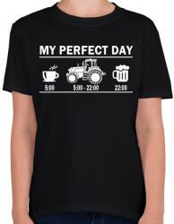 printfashion Tökéletes nap egy traktorosnak - Gyerek póló - Fekete (1195871)