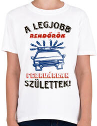 printfashion REndőr szülinapja február színes - Gyerek póló - Fehér (5717992)