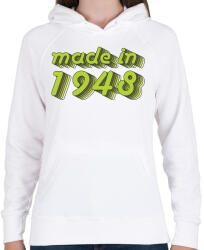printfashion made-in-1948-green-grey - Női kapucnis pulóver - Fehér (480497)