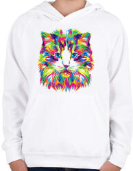 printfashion Cat - Gyerek kapucnis pulóver - Fehér (15101758)