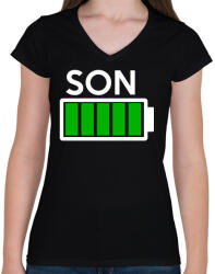 printfashion SON - Női V-nyakú póló - Fekete (285912)