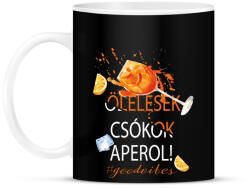 printfashion Ölelések Csókok Aperol! #goodvibes - Bögre - Fekete (16682222)