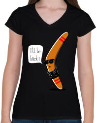 printfashion Visszatérek! - Női V-nyakú póló - Fekete (1144580)
