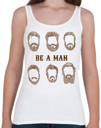 printfashion Be a man - Szakállas minta - Női atléta - Fehér (6838633)