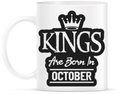 printfashion KINGS are born in October - fekete - Bögre - Fehér (5511651)