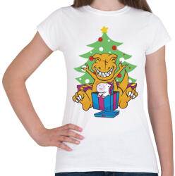 printfashion T-rex Karácsony - Női póló - Fehér (5636096)