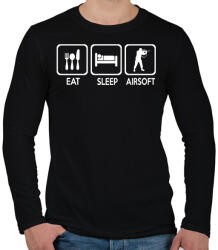 printfashion Eat Sleep Airsoft - Férfi hosszú ujjú póló - Fekete (2525097)