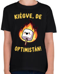 printfashion Kiégve, de optimistán - Gyerek póló - Fekete (16482231)