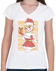printfashion Télanyó - Női V-nyakú póló - Fehér (11428882)