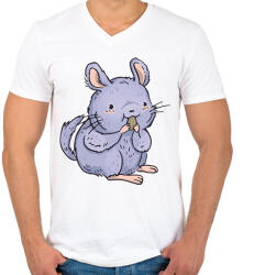 printfashion Csincsilla - Férfi V-nyakú póló - Fehér (7651302)