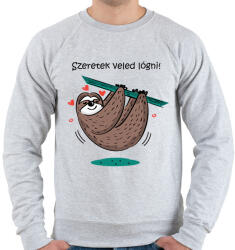printfashion Szeretek veled lógni - Férfi pulóver - Sport szürke (13912627)