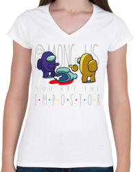 printfashion Among us - you are the impostor - Női V-nyakú póló - Fehér (4208964)