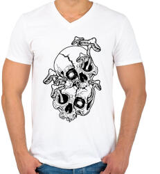 printfashion Koponyák - Férfi V-nyakú póló - Fehér (13641701)