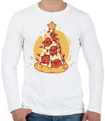 printfashion Pizzás karácsonyfa - Férfi hosszú ujjú póló - Fehér (11278118)