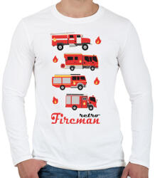 printfashion Fireman retro - Férfi hosszú ujjú póló - Fehér (4370695)