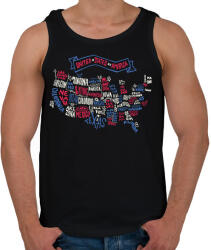 printfashion USA - rajzos térkép - Amerikai Egyesült Államok - Férfi atléta - Fekete (5619689)