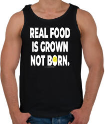 printfashion Real food is grown not born. - vegán aktivista grafika #1 - Férfi atléta - Fekete (3905784)